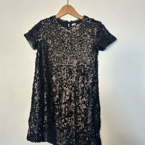 GAP Black Sequin Short Sleeve Dress for Girls